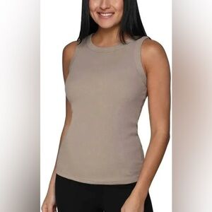 Tahari Tan Tank Top Classic Crew Neck